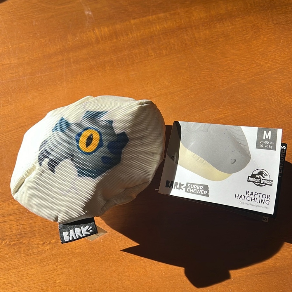 Bark super chewer raptor hatchling medium dog toy